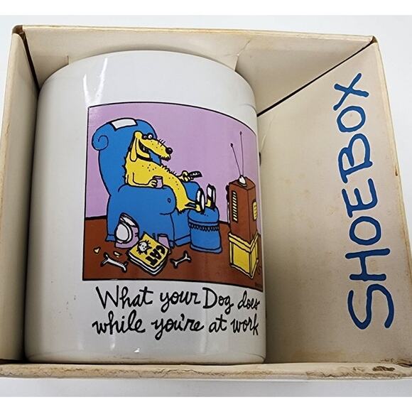 Vtg 1990s Hallmark Dog Cartoon Mug "What Your Dog Does While You Are At Work" - Picture 5 of 9